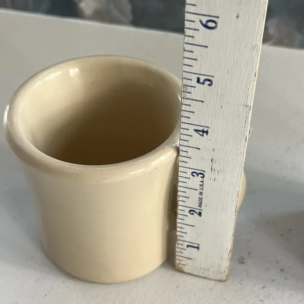 Wallace and Tepco China Coffee Mugs Set of 2 Tan 3.5" Tall Heavy Restaurant Ware - Picture 13 of 15